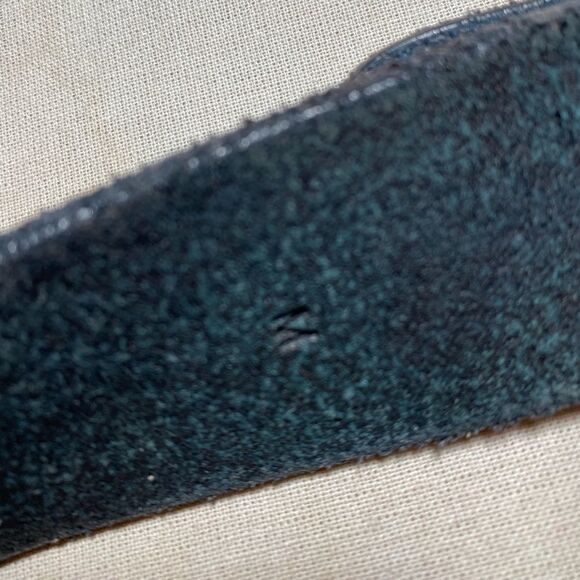 Ralph Lauren * Made in Italy Steer Head Black Distressed Calf Leather Belt - Picture 12 of 15